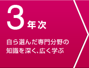 3年次 自ら選んだ専門分野の知識を深く、広く学ぶ