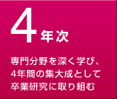 4年次 専門分野を深く学び、4年間の集大成として卒業研究に取り組む